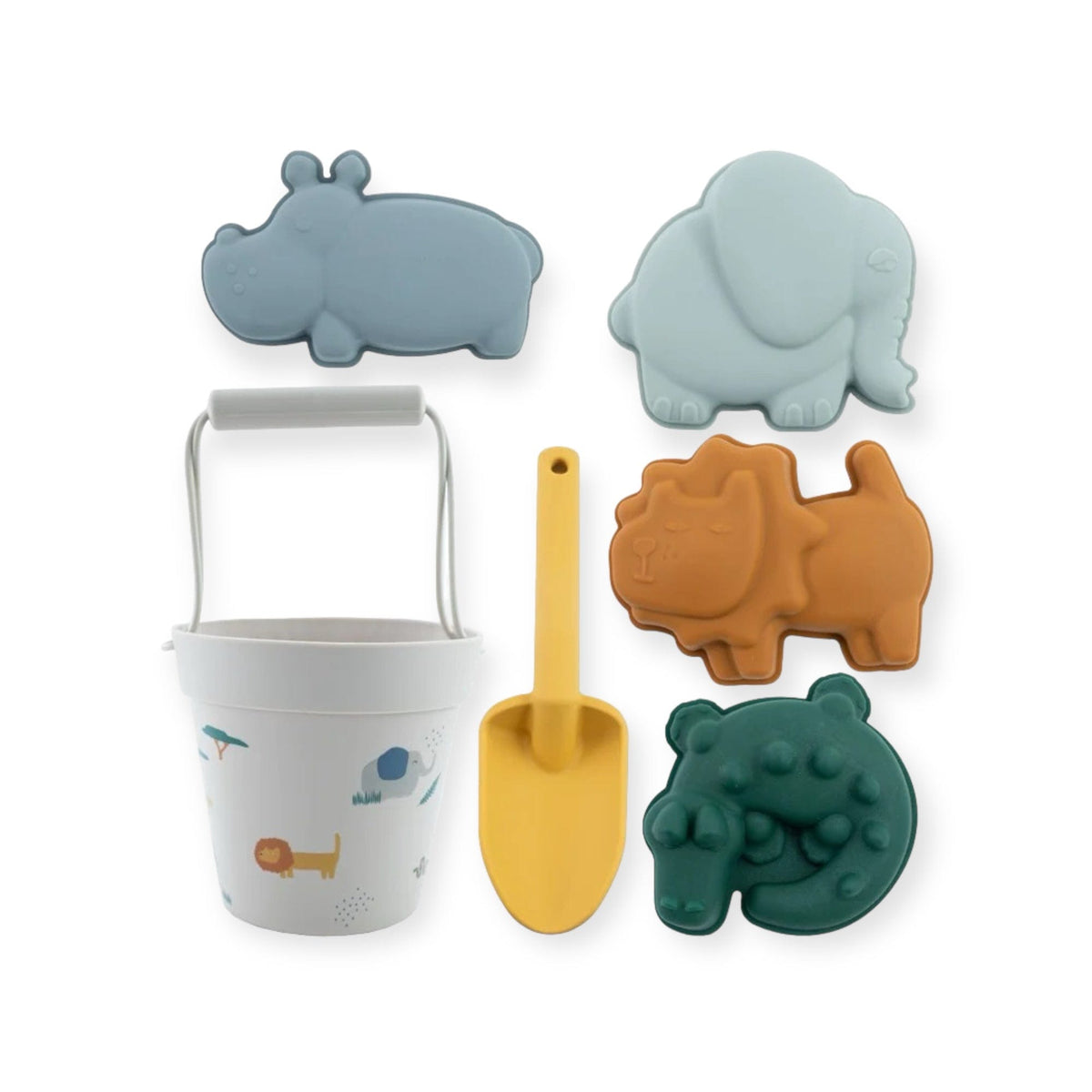 Safari silicone beach set with hippo, elephant, lion and crocodile molds