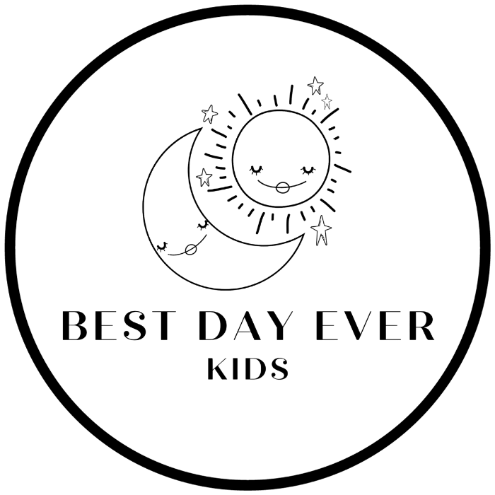 Best Day Ever Kids logo with a smiling sun and moon