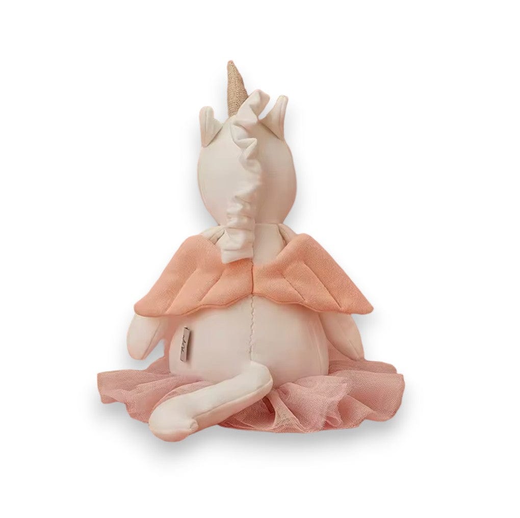 Delores the Unicorn Fairy from the back, showing her pink wings