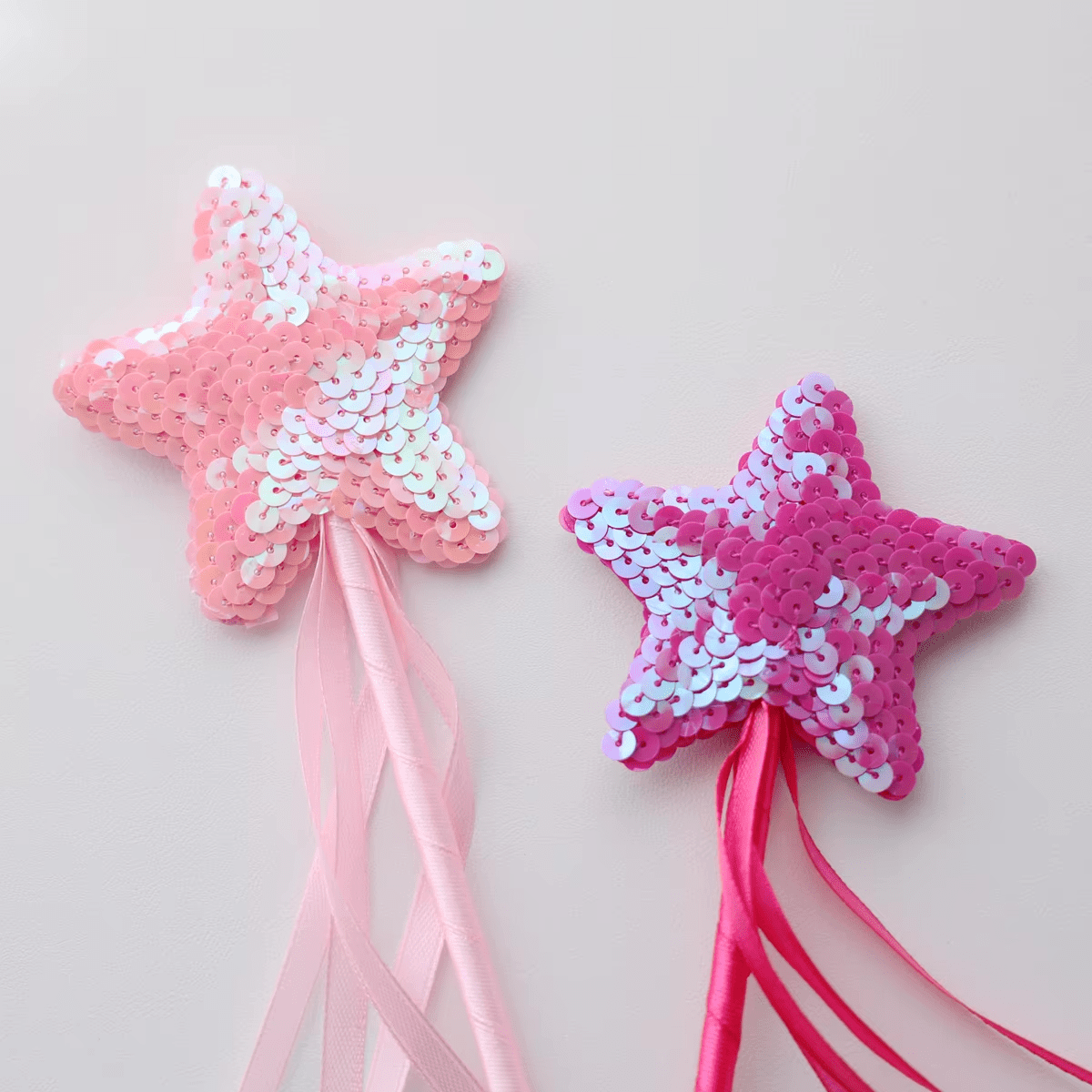 Light pink and hot pink sequin star wands