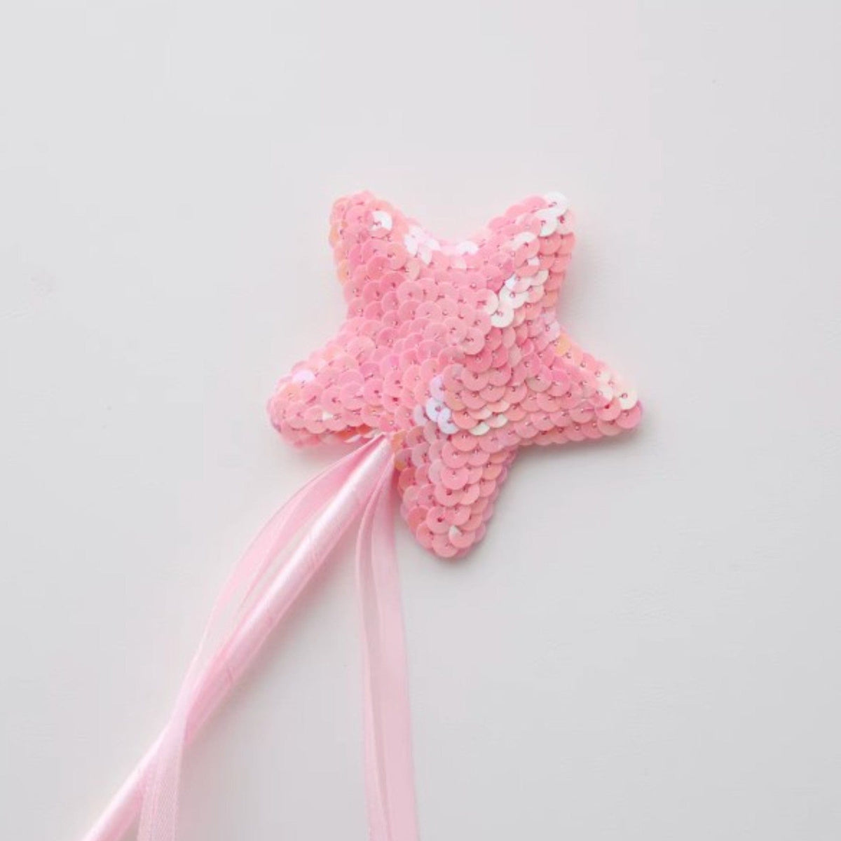 Light pink sequin star fairy wand with pink ribbons