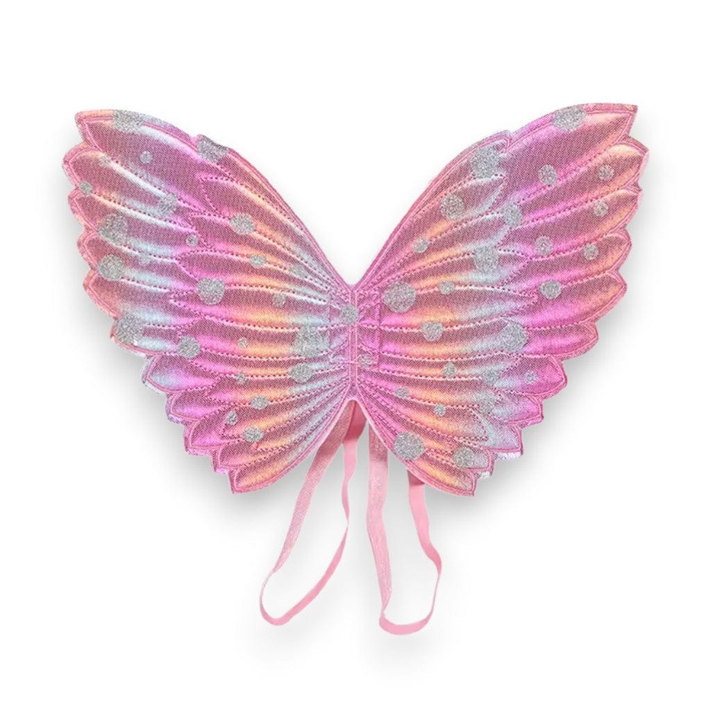 Pink shimmery fairy wings, front view