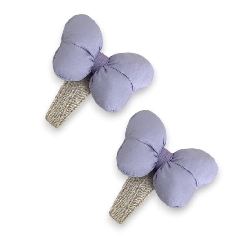 Two puffy lavender bow hair clips