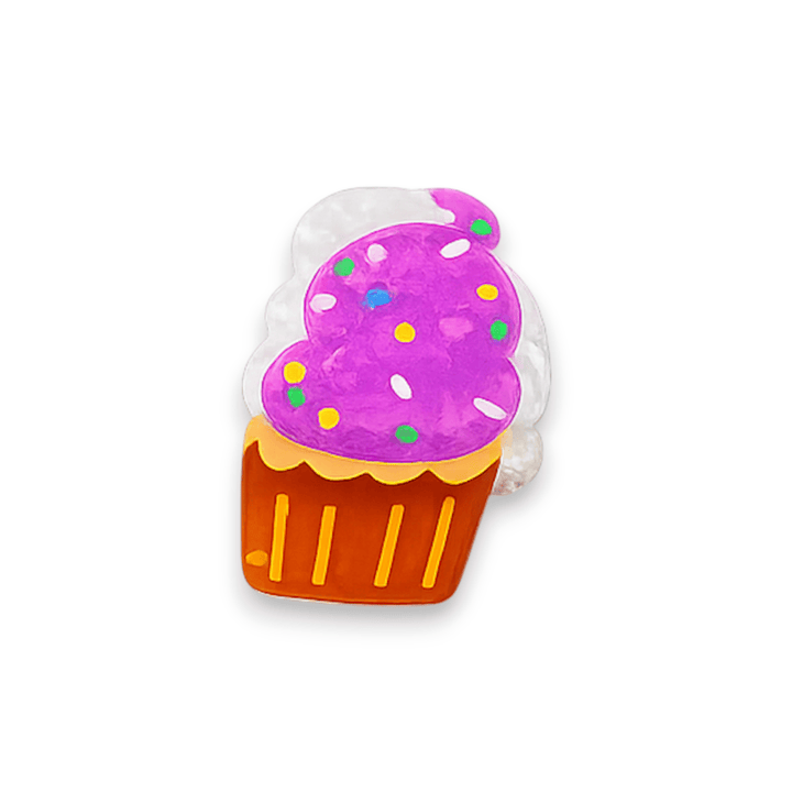 Best Day Ever Kids Hair Clips Purple Cup Cake Sweet Treat Claw Clips 🍩🍦 buy online boutique kids clothing