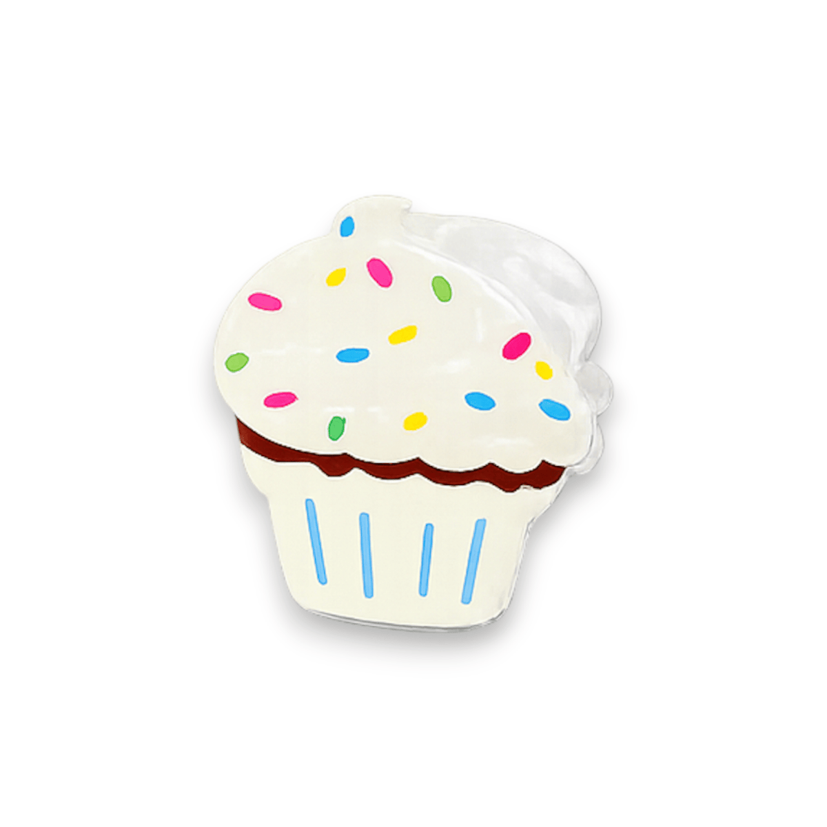 White frosted cupcake claw clip with sprinkles