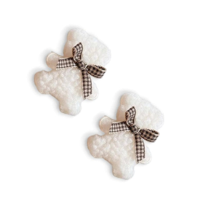 Best Day Ever Kids Hair Clips White Teddy Bear Hair Clip Set buy online boutique kids clothing