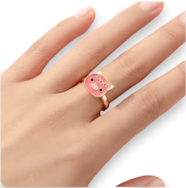 Pink cat spinner ring
