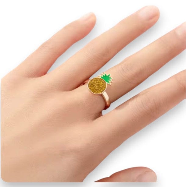 Gold glitter pineapple spinner ring