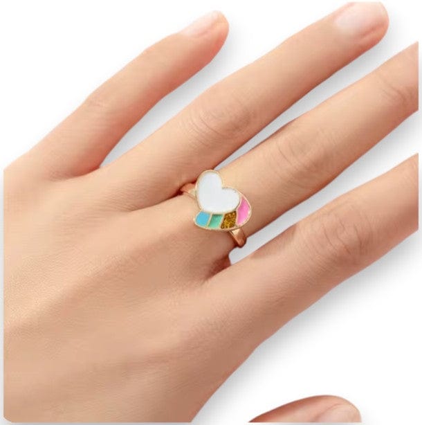 Rainbow heart spinner ring