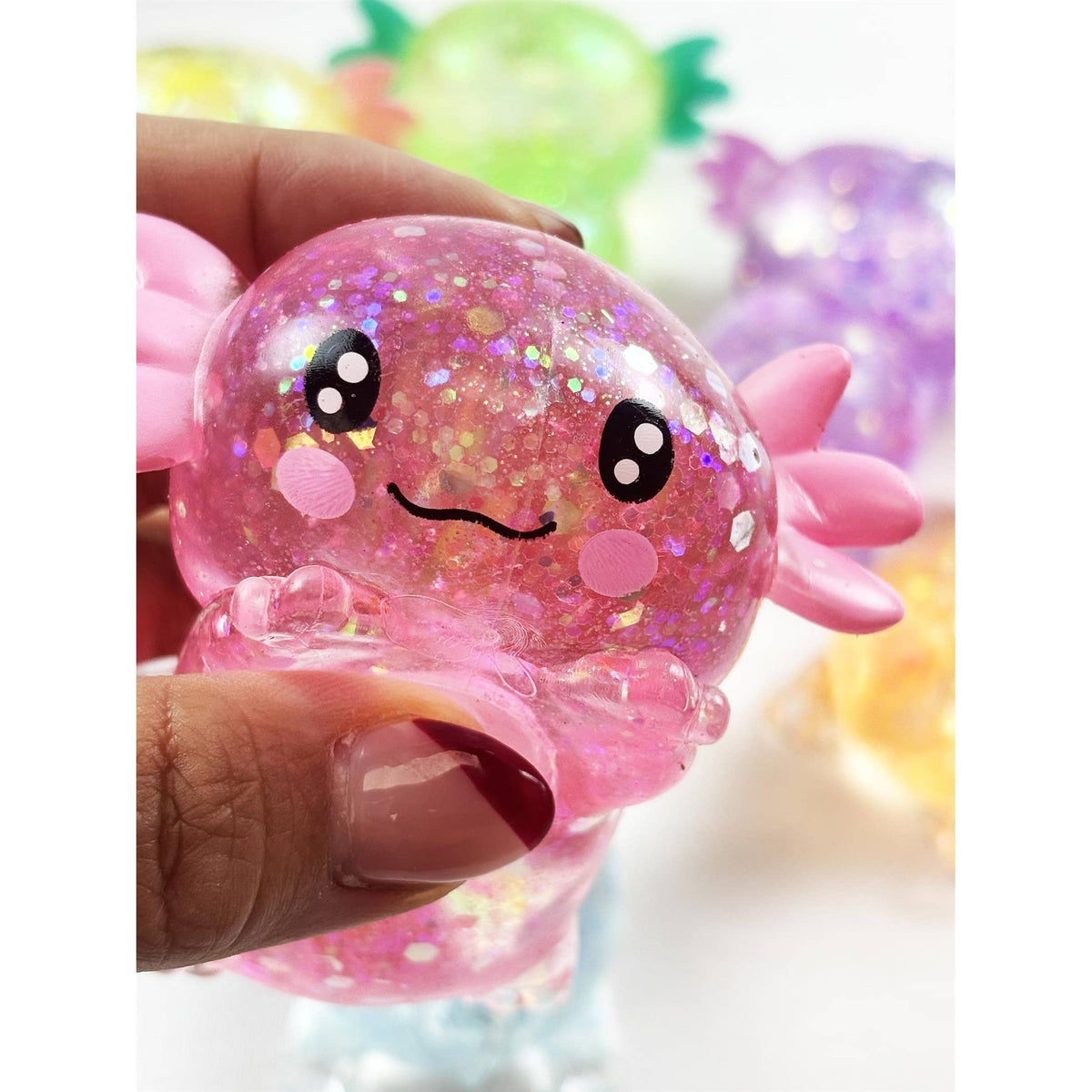 Glitter Axolotl Squishy Toy