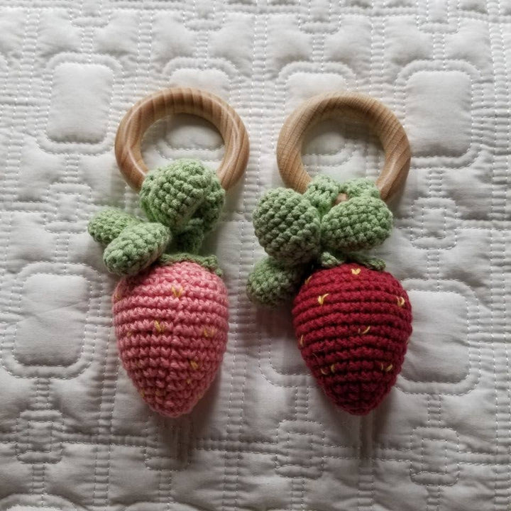 D & C TOYS Strawberry Hand Crochet Orange Cotton Rattle - Fruit: Red buy online boutique kids clothing