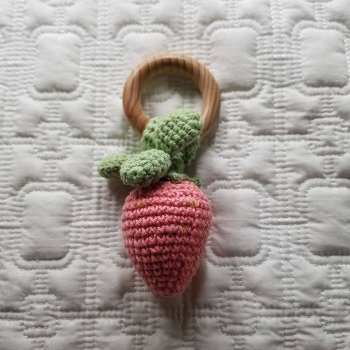 D & C TOYS Strawberry Hand Crochet Orange Cotton Rattle - Fruit: Red buy online boutique kids clothing