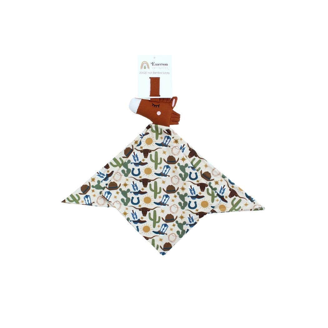 Horse lovey with a western print bamboo blanket