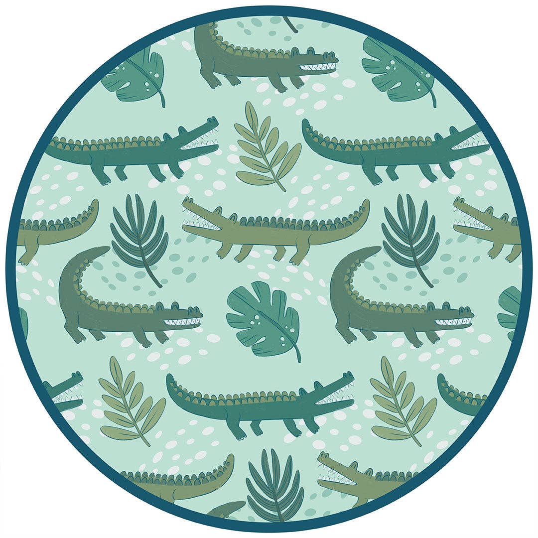 Close-up of the Later Gator alligator and leaf print