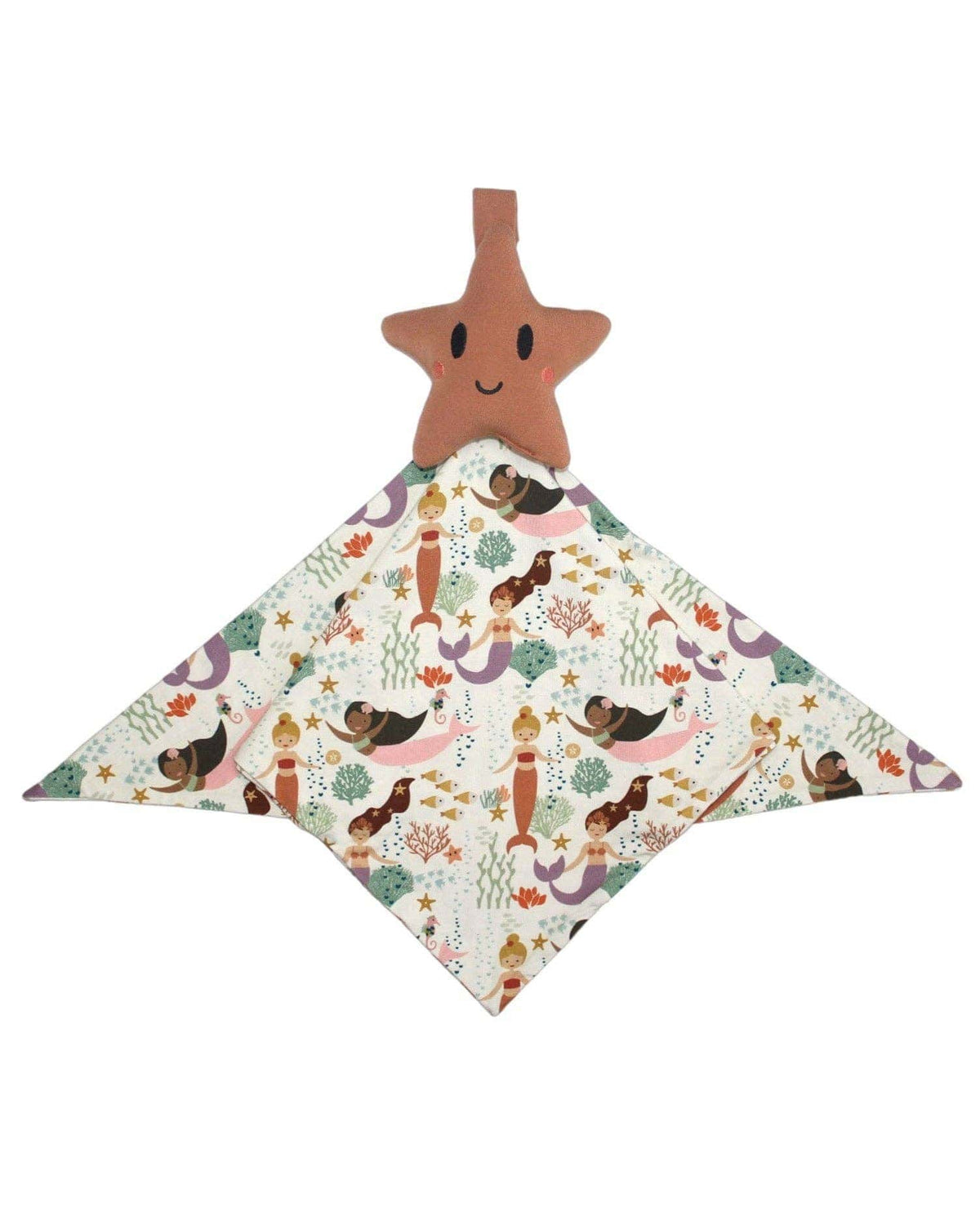 Starfish lovey with a mermaid print bamboo blanket