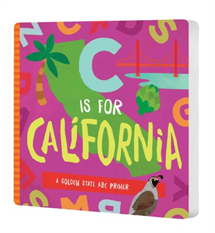 C Is for California board book cover with a map of California