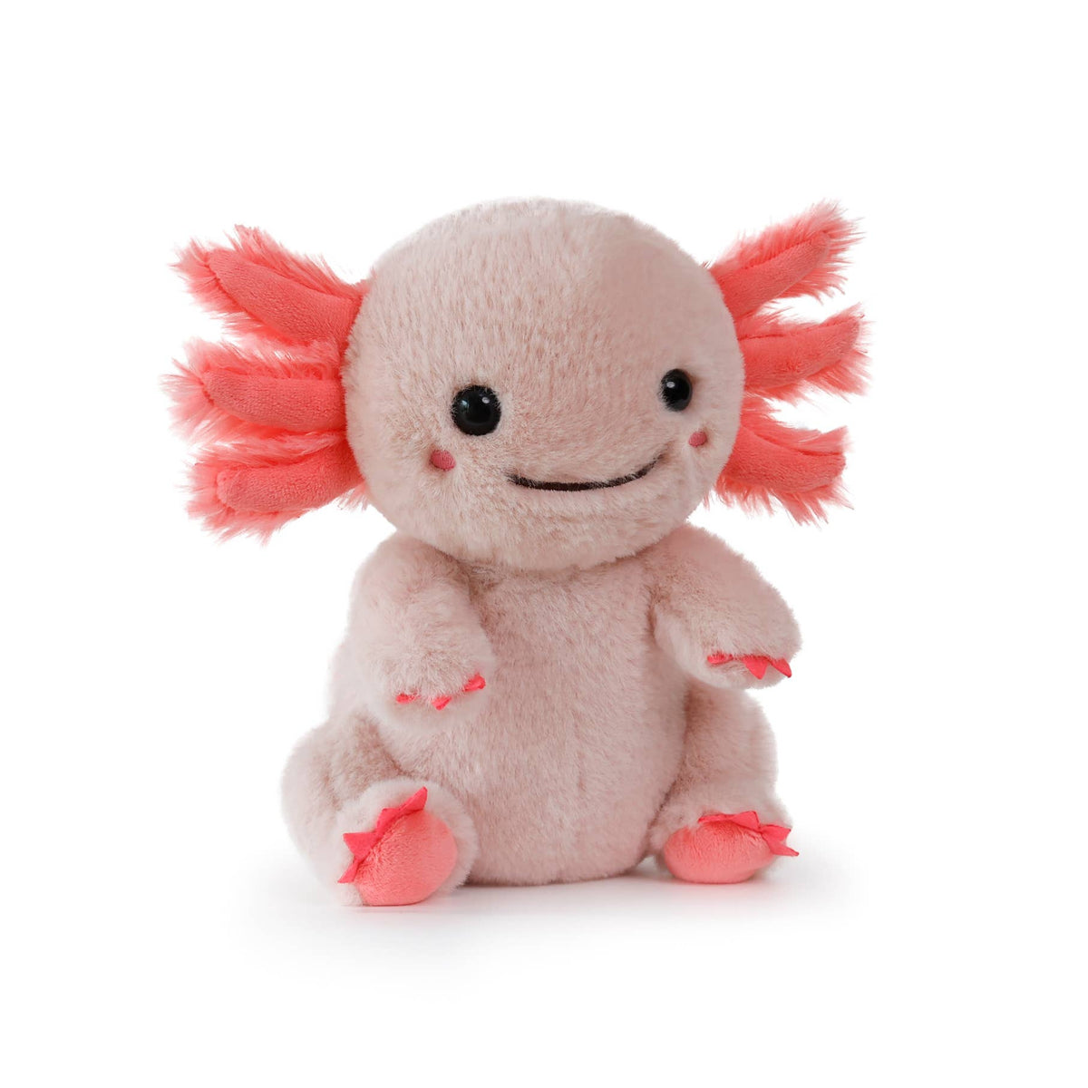 Alex the Axolotl, a soft pink plush with coral frills
