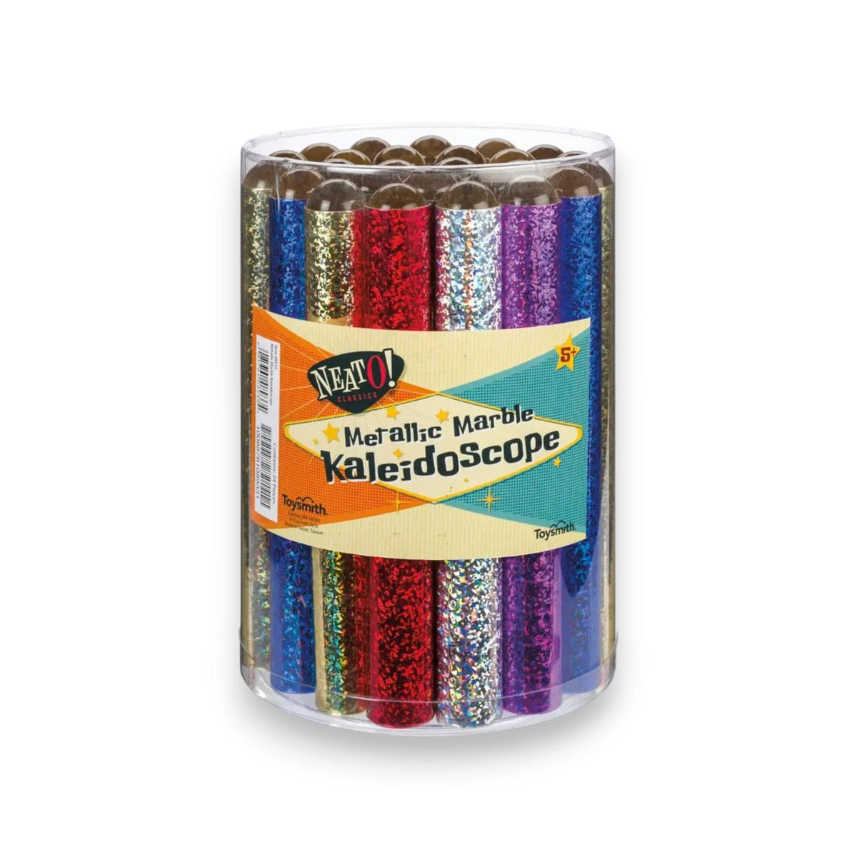 Canister of Neato! Metallic Marble Kaleidoscopes in assorted colors
