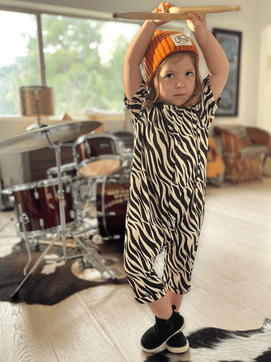 Best Day Ever Kids Romper Zebra Cadabra Harem Romper buy online boutique kids clothing