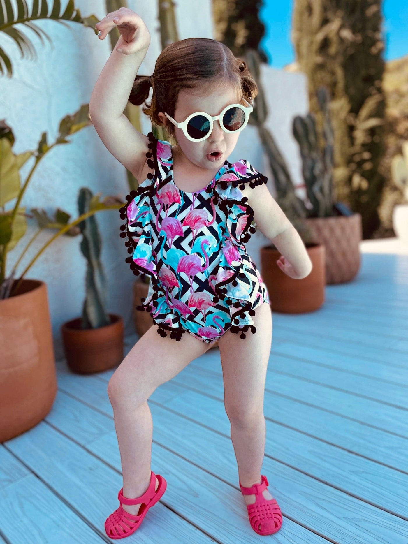 Best Day Ever Kids Swimsuit Flamingo Bingo Swimsuit buy online boutique kids clothing